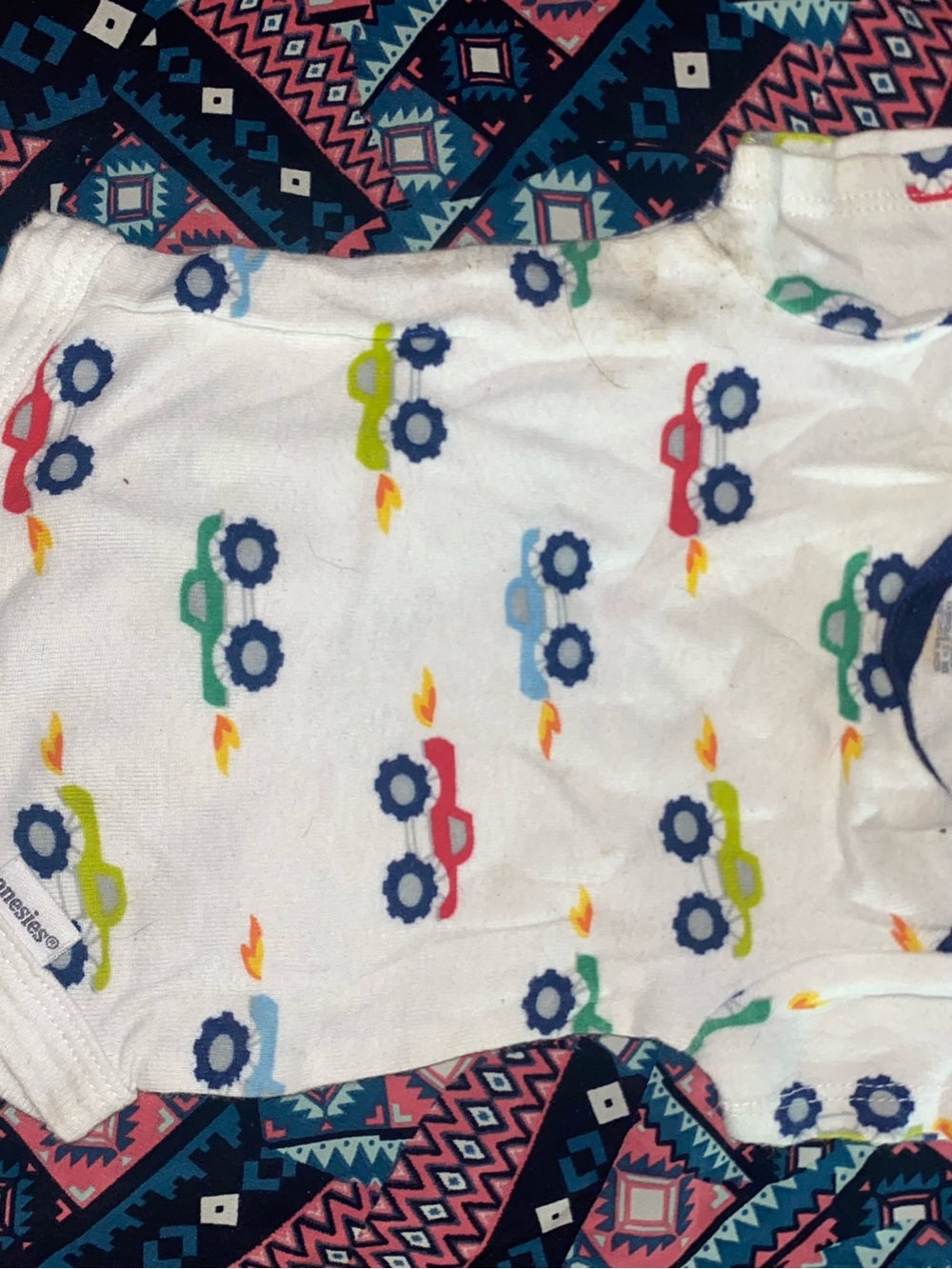 Multicolor Car Print Baby One-Piece Bodysuit - White